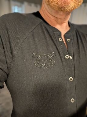 Nasty Pig Black Long-Sleeve Henley/Unionsuit with Snap Placket
